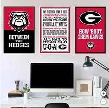 Georgia Bulldogs Wall Art Red Black NCAA 3-Piece Adhesive Canvas Peel-an... - $79.99