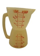 Vtg Tupperware Dry Wet Double Measuring Cup #860 White  w/Red Raised Markings - £4.38 GBP