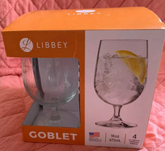 Water Glass Goblet Set Libbey Glassware Cup Wine 16 oz  Iced Tea 4 pack ... - £14.69 GBP