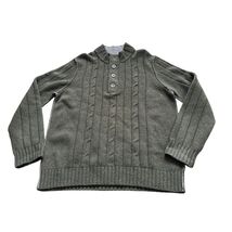 Tommy Bahama XL Sweater Mens Cable Knit Green Heavy Lambswool Winter Preppy - $21.77