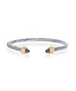 Sterling Silver Gold Plated 4mm Double Amethyst and Clear CZ Ends Rope B... - £98.71 GBP