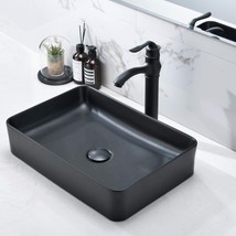 Black Vessel Sink: Hlblfy 20 Inch Bathroom Vessel Sink Over Counter Rectangular - £104.52 GBP