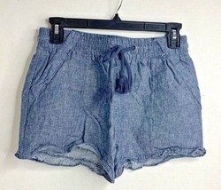 Rewind Womens Sz XS Denim Jean Shorts Elastic Tie Ruffle Hem - £7.42 GBP