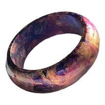 Hand Painted Marble Effect Medium Wide Resin Bangle Bracelet for Women Girls Fas - £19.98 GBP