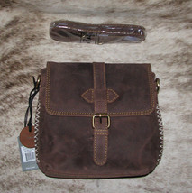 Myra Bag #6840 &quot;Ioga&quot; Brushed Leather 8&quot;x2&quot;x7.5&quot; Small Handbag~Pockets~R... - $57.96