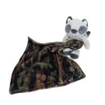 Carter's 2014 Baby Grey Raccoon Holding Green Camo Army Security Blanket Rattle - $46.55