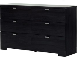 South Shore Reevo 6-Drawer Double Dresser, Black Onyx With Matte Nickel Handles - $289.95