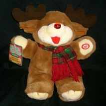 Vintage Christmas Stuffed Animal Plush Teddy Bear Musical Tickle Wiggle Lights - £44.80 GBP
