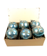 Vintage Christmas Ornaments Glass Ball Large 3&quot; Mica Blue Silver Pearl S... - $60.00