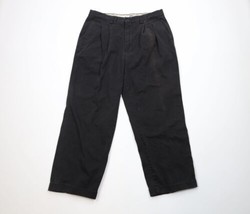 Vtg Gap Mens 36x28 Faded Pleated Cuffed Wide Leg Relaxed Fit Chino Pants Black - £47.38 GBP