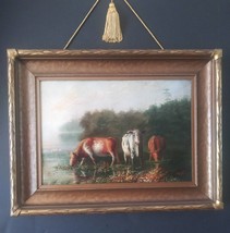 California Masterpiece &quot;Cattle Watering&quot; oil on canvas by William Lees J... - £1,392.87 GBP