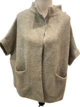 Anthropologie Women&#39;s Short Sleeve Open Cardigan Sweater One Size Grey - £37.96 GBP
