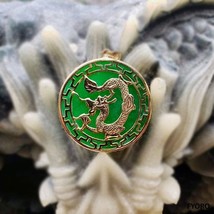Kowloon Jade Dragon Pendant with 14K Gold - £227.56 GBP
