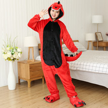 Red Dinosaur Adult Kigurumi Animal Onesies Cartoon Pajama Halloween Cosplay - £20.39 GBP