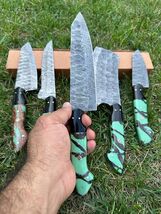 CUSTOM HANDMADE FORGED DAMASCUS STEEL CHEF KNIFE SET KITCHEN KNIVES SET - $83.31