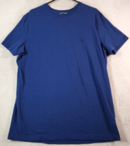 Nautica T Shirt Mens Large Navy Knit Cotton Short Casual Sleeve Round Neck Logo - £7.47 GBP