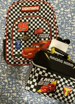 New Disney Cars Lightning McQueen  Backpack with Lunch Tote School - £66.36 GBP