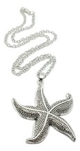Collier étoile de mer grand pendentif plaqué argent antique 18&quot; chaîne... - £10.76 GBP