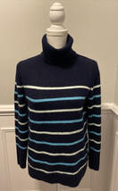 GAP Factory Women’s Turtleneck Sweater Navy with Multi Stripe Size Small - £15.79 GBP