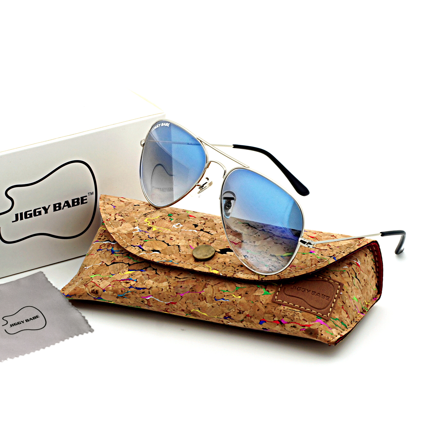Top Brand Name Aviator Sunglasses Gradient Blue Retro 3025 Metal Glass Mirrored