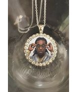 Takeoff Migos silver necklace rhinestones fast free shipping memorial RIP - $20.99