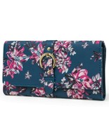 Time And Tru Women&#39;s Piper Filemaster Wallet Clutch Blue Floral Snap Clo... - £12.11 GBP