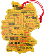 Germany Wooden Christmas Tree Ornament 6&quot; Vintage Style with German Town... - $21.42