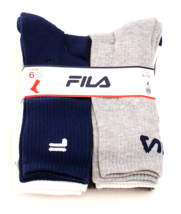 Fila Assorted Colors Half Cushioned Crew Socks 6 in Package Men&#39;s 8-12 - £27.17 GBP