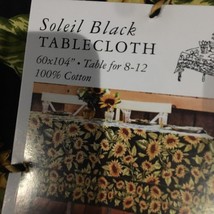 APRIL CORNELL SUNFLOWERS 1pc OBLONG TABLECLOTH 60”x104 BLACK, YELLOW GRE... - $64.03