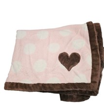 Carter&#39;s Baby Girl Blanket Heart Polka Dot Pink Plush Fleece 30x40 Brown - $33.75