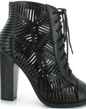 Chelsea Moreland Women&#39;s Shoes Sexy Black Lace Up Zip Open Toe Heels Siz... - £39.47 GBP