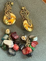 Lot of Goldtone Chain w Hollow Round Disk &amp; Colorful Dyed Seashell Nugget Dangle - £9.08 GBP