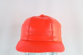 Vintage 80s Distressed Quilt Lined Insulated Hunting Leather Hat Cap 7 1/8 USA - £27.57 GBP