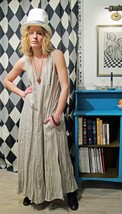 Crinkle Linen Dress Long Pocket Sundress Organic Made In Europe Flax S M L Xl - £226.74 GBP