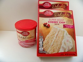 3 Pk -2 Betty Crocker Cherry Chip Cake, 1 Cherry Icing &quot;Gift Idea&quot; BB 3/... - $20.97
