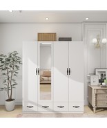 Armoire Wardrobe Closet with Mirror 4 Drawers and 4 Doors for Bedroom ,W... - $529.99