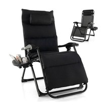 Black Zero Gravity Adjustable Lounge Chair Removable Cushion Cup Holder Tray - $3,877.91 MXN