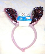 Headband  Easter Bunny Ears Pink Sequins Sparkle Girls new - $275.74 MXN