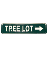 TREE LOT - Tin Metal Sign - Green/White - 14 x 3&quot; - Embossed - £21.97 GBP