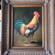 Rooster Oil Painting Canvas Original Art Primitive Farmhouse French Country - $395.00