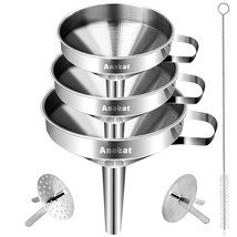 3 Pack Stainless Steel Kitchen Funnel Set, Multi-Use Premium Metal Food Grade Co - £26.88 GBP