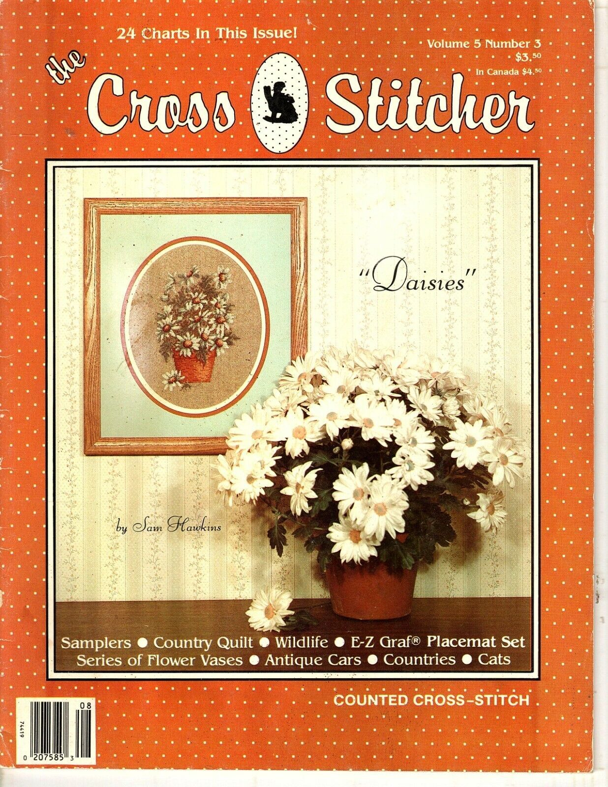 The Cross Stitcher Magazine Counted Cross Stitch Pattern Chart 1988 Vol 5 #3 - $5.01