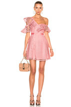 NWT Self-Portrait Lace Frill Mini Pink Off Shoulder Dress UK 8 US 4 - $328.30