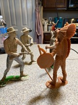 Lot Of 4 Vintage Louis Marx Plastic 6&quot; Cowboys &amp; Indians Toy Figures Action - £25.56 GBP