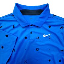 Nike Polo Shirt Mens Large Hyper Royal Blue All Over Print Golf DriFit T... - $23.69