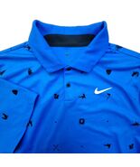 Nike Polo Shirt Mens Large Hyper Royal Blue All Over Print Golf DriFit T... - $23.69