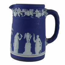 Antique Vintage Wedgwood England Blue Jasperware Trojan Jug Pitcher Rope Handle - £45.66 GBP