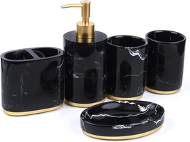 Bathroom Counter Top Accessory Set Soap Dish Toothbrush Holder 5 Piece NEW - £38.15 GBP