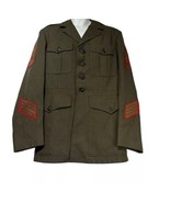 Vintage US Marines Patched Uniform Wool Coat Master SERGEANT 1960s Size 44L - $89.09