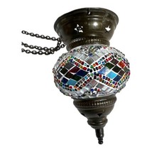 Crushed Glass Medium Turkish Moroccan Mosaic Hanging Candle Holder Hand Made - £44.82 GBP